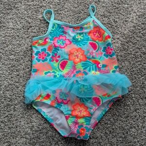 Wonder Nation Floral Kids Swimwear with Tulle Skirt